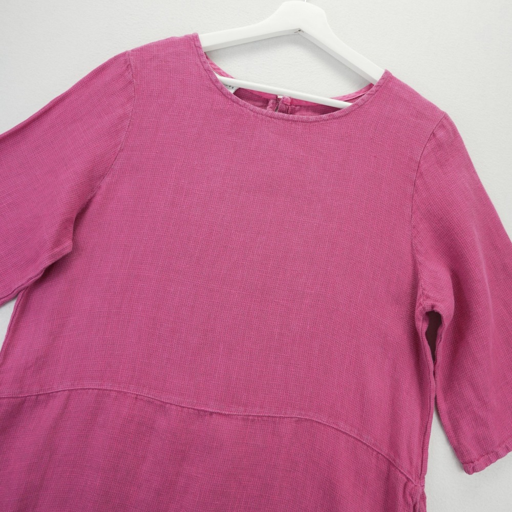 Bryn Walker Pink Linen Tunic‎ Top Waffle Weave Elbow Sleeve Size S Lagenlook